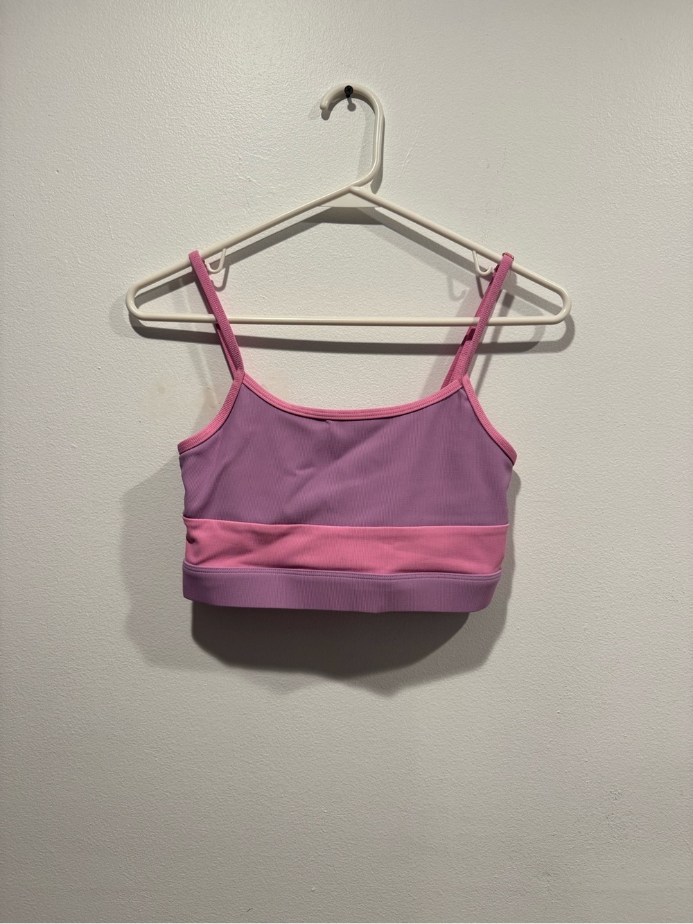 Wilo The Label ribbed strappy sports bra in lilac and pink